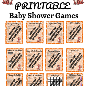 Dinosaur Baby Shower Game Bundle Plus Banner and Flag Bonuses