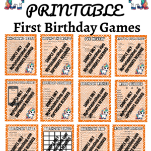 Unicorn First Birthday Game Bundle Plus Banner and Flag Bonuses