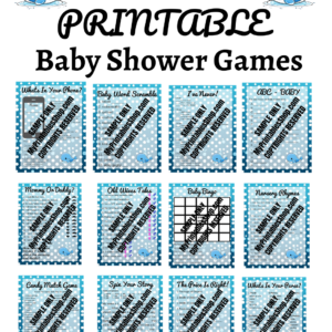 Whale Baby Shower Game Bundle Plus Banner and Flag Bonuses